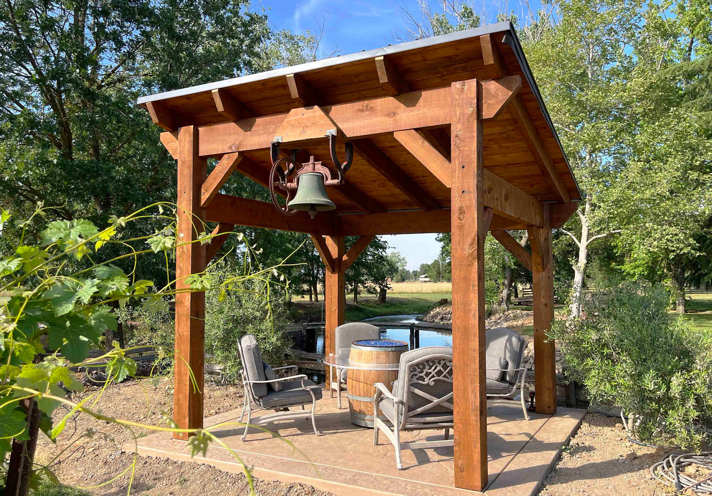 NEW MODEL - nakedTREEpergola by Notched - it's just a gazebo. no sap. no crap. Incense Cedar Sloped Pavilion Kit.