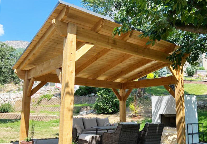 NEW MODEL - nakedTREEpergola by Notched - it's just a gazebo. no sap. no crap. Incense Cedar Sloped Pavilion Kit.