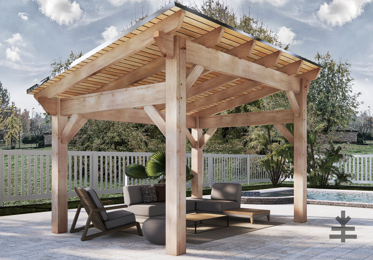 NEW MODEL - nakedTREEpergola by Notched - it's just a gazebo. no sap. no crap. Incense Cedar Sloped Pavilion Kit.