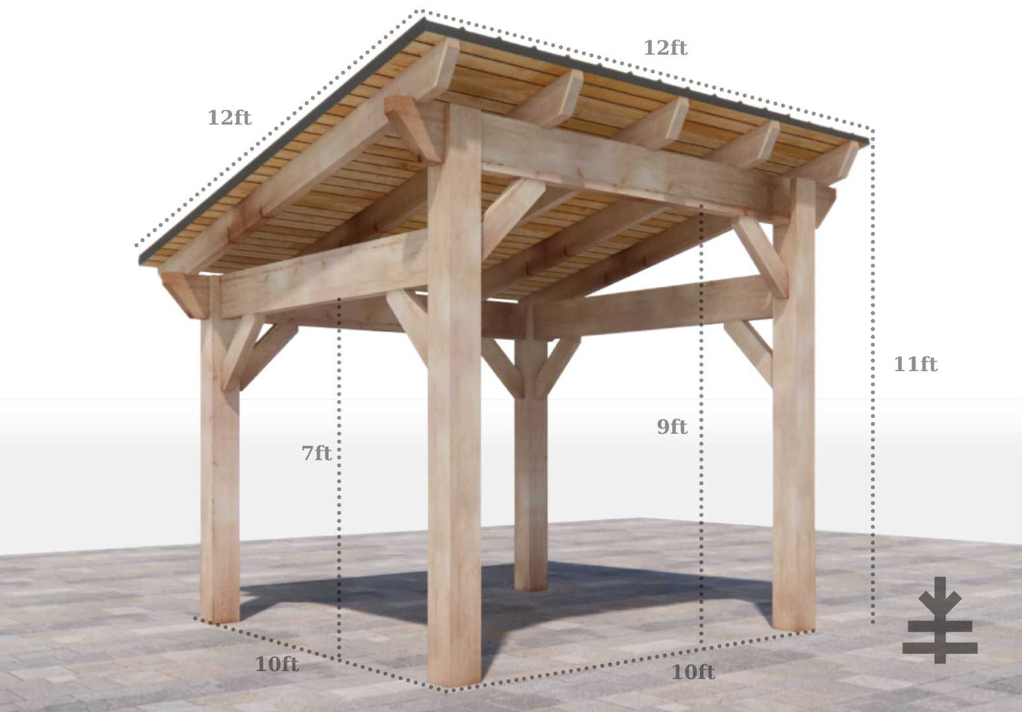 NEW MODEL - nakedTREEpergola by Notched - it's just a gazebo. no sap. no crap. Incense Cedar Sloped Pavilion Kit.