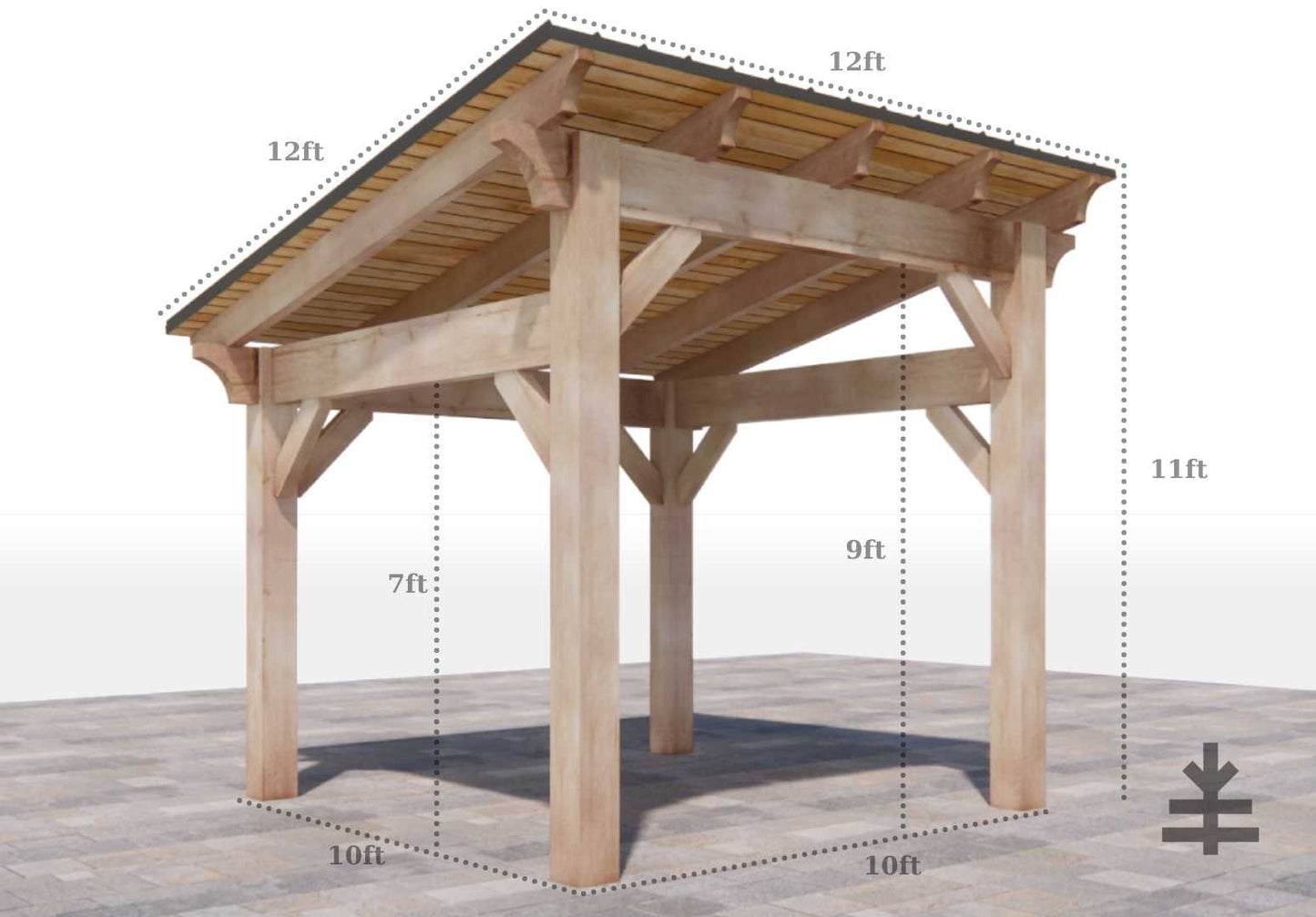 NEW MODEL - nakedTREEpergola by Notched - it's just a gazebo. no sap. no crap. Incense Cedar Sloped Pavilion Kit.