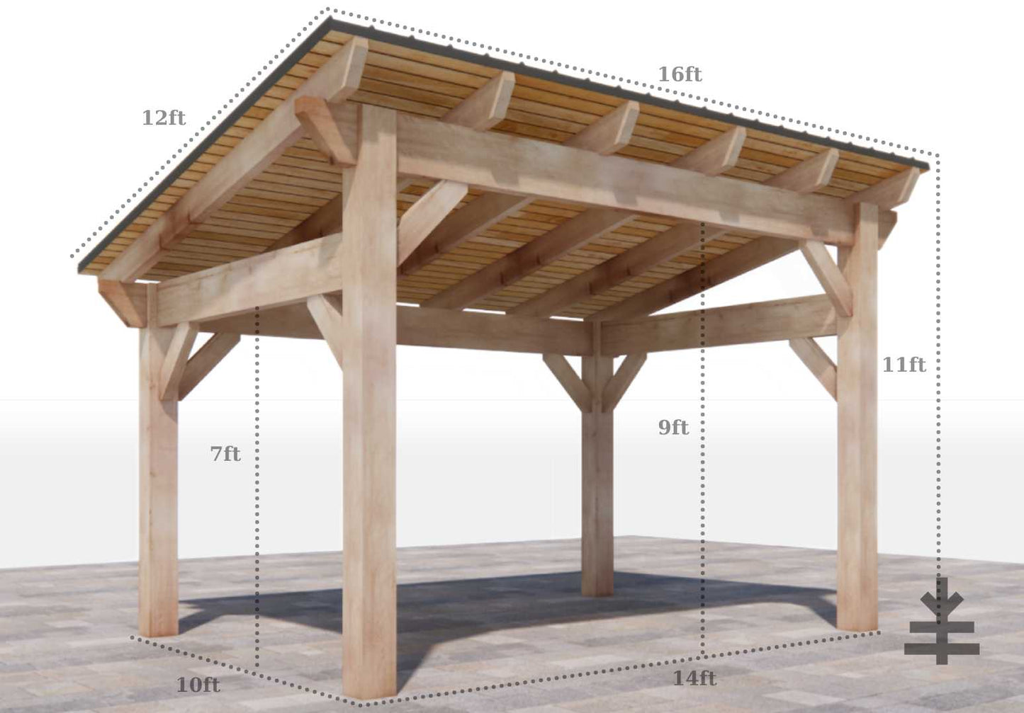 NEW MODEL - nakedTREEpergola by Notched - it's just a gazebo. no sap. no crap. Incense Cedar Sloped Pavilion Kit.