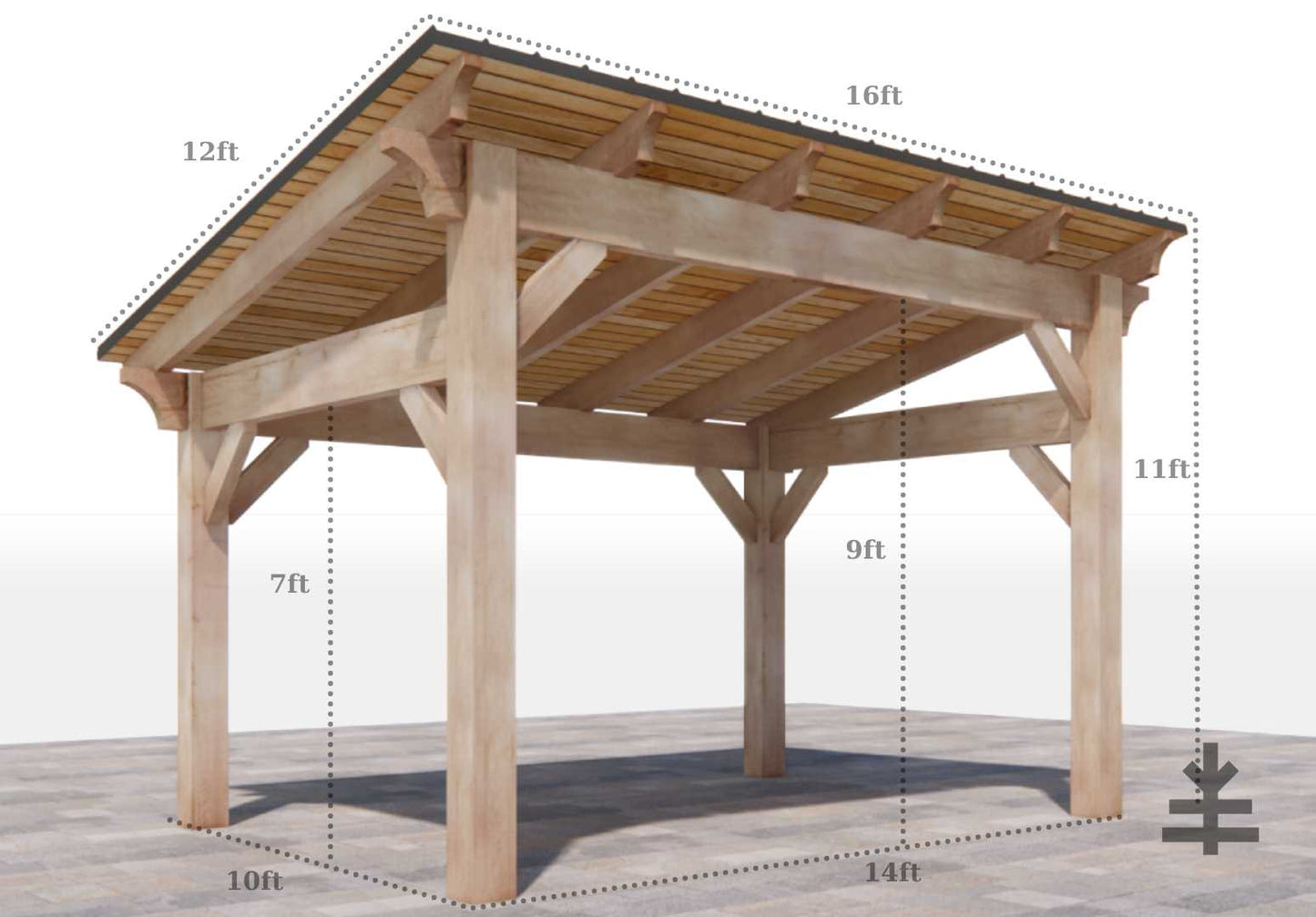 NEW MODEL - nakedTREEpergola by Notched - it's just a gazebo. no sap. no crap. Incense Cedar Sloped Pavilion Kit.