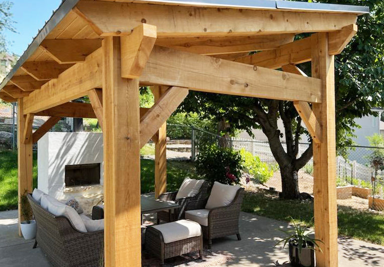 NEW MODEL - nakedTREEpergola by Notched - it's just a gazebo. no sap. no crap. Incense Cedar Sloped Pavilion Kit.