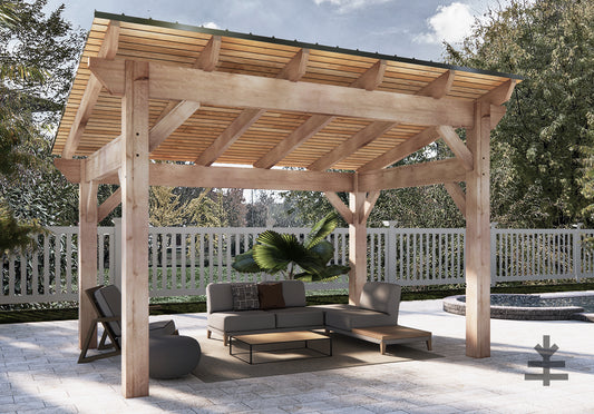 NEW MODEL - nakedTREEpergola by Notched - it's just a gazebo. no sap. no crap. Incense Cedar Sloped Pavilion Kit.